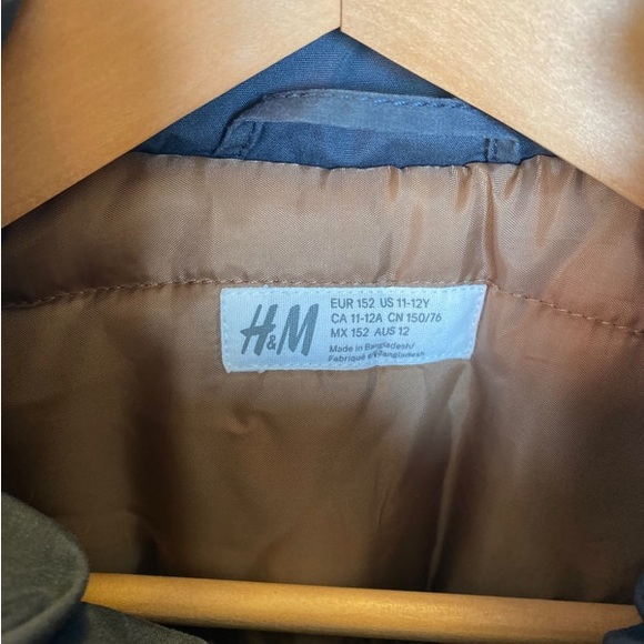 YOUTH H&M BLUE PARKA COAT JACKET QUILTED LINED FAUX FUR HOOD Size 11 - 1… - Picture 10 of 10